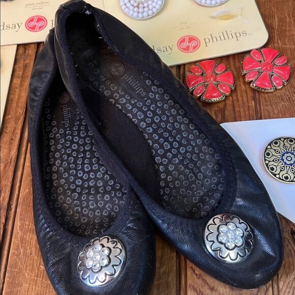 Lindsay Phillips women’s Black Flats ballet shoe with Colorful Snaps - Picture 8 of 10